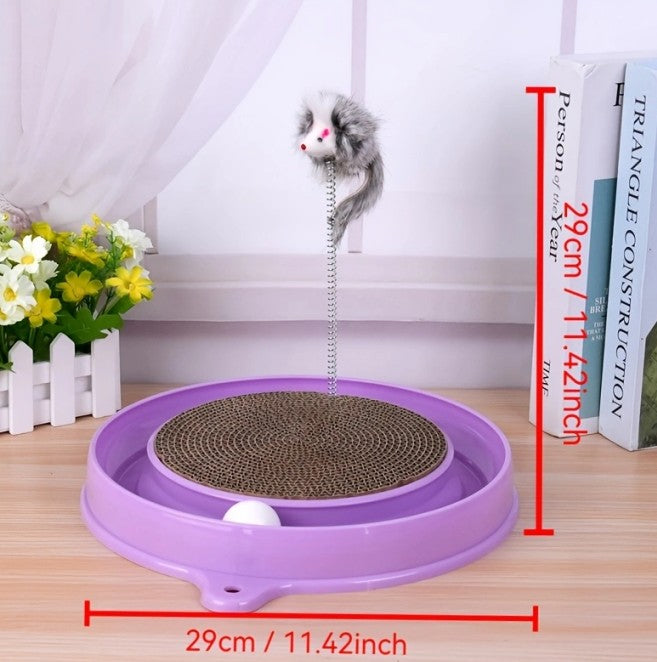 Multi-functional Cat Scratching Board With Ball Track, Various Colours Of Mat Board, Self-height Relief From Boredom To Tease The Cat, With Spring And Ball, Anti-scratch Furniture Artifacts, A Must-ha