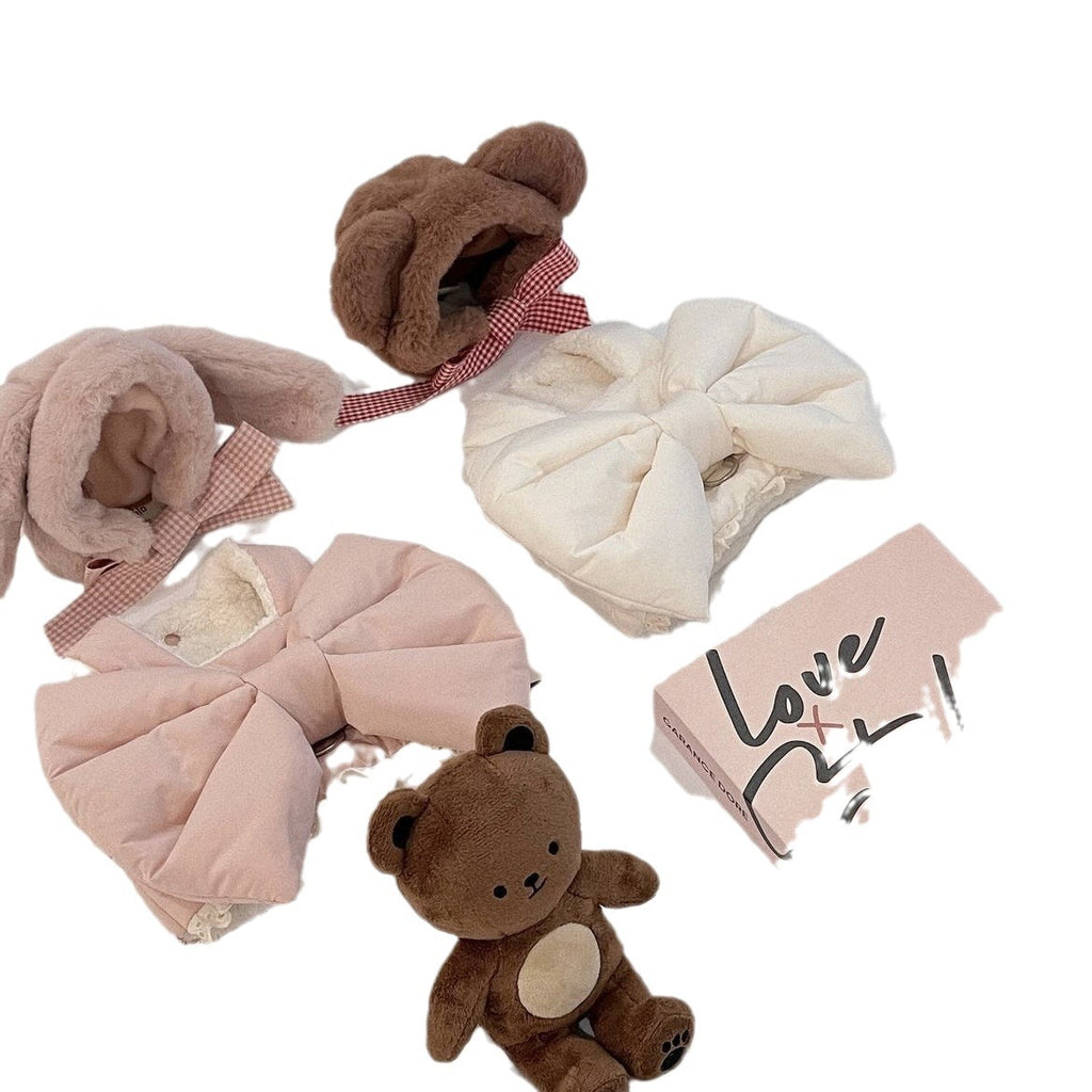 Cute Bow Autumn And Winter Plush Dog Breast Strap