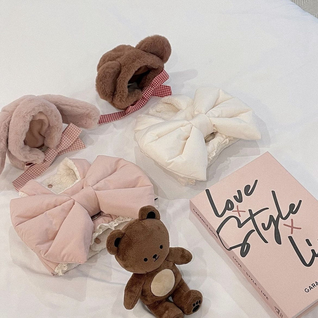 Cute Bow Autumn And Winter Plush Dog Breast Strap