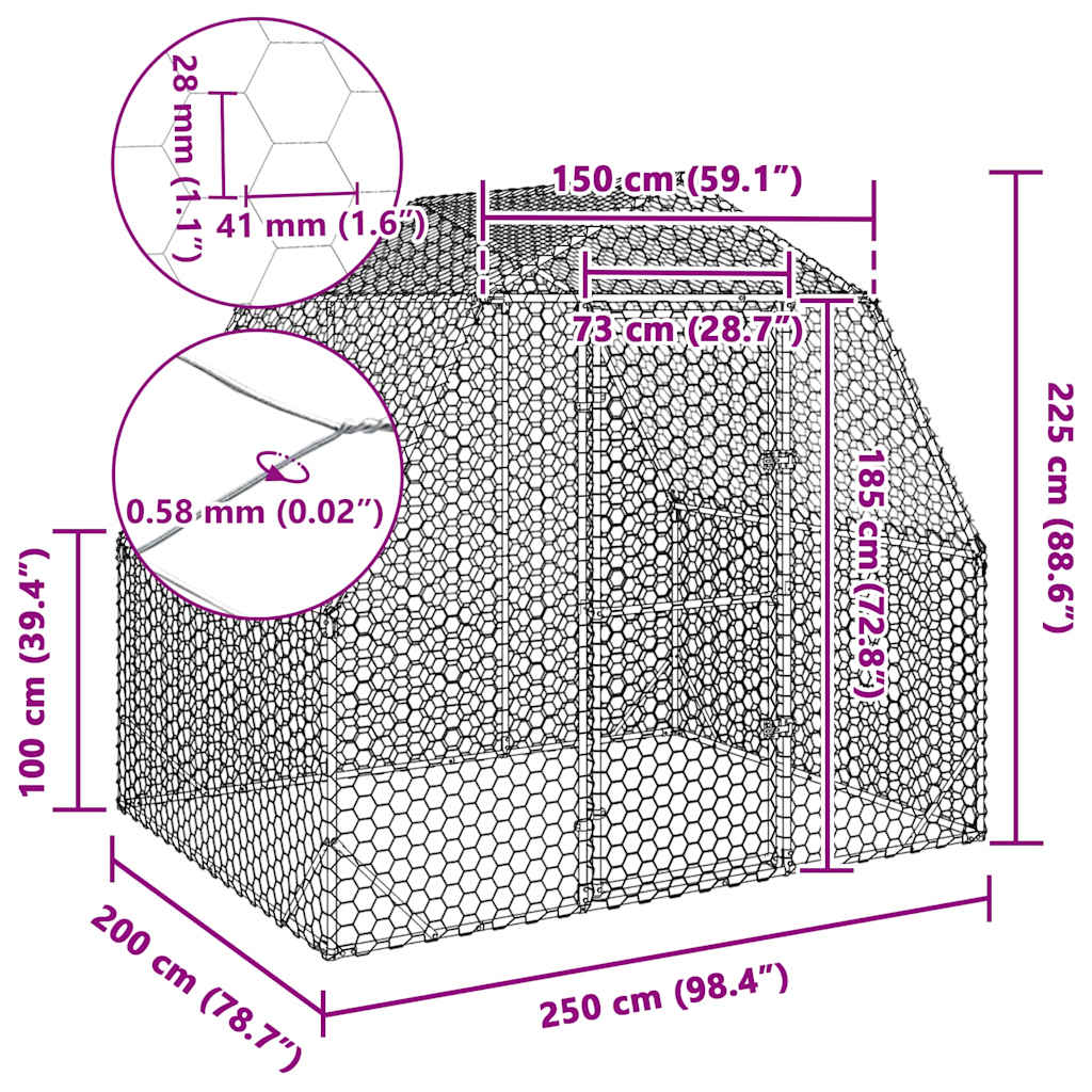 Chicken Coop 2.5x2x2.25 m Galvanized   Chicken Coop with