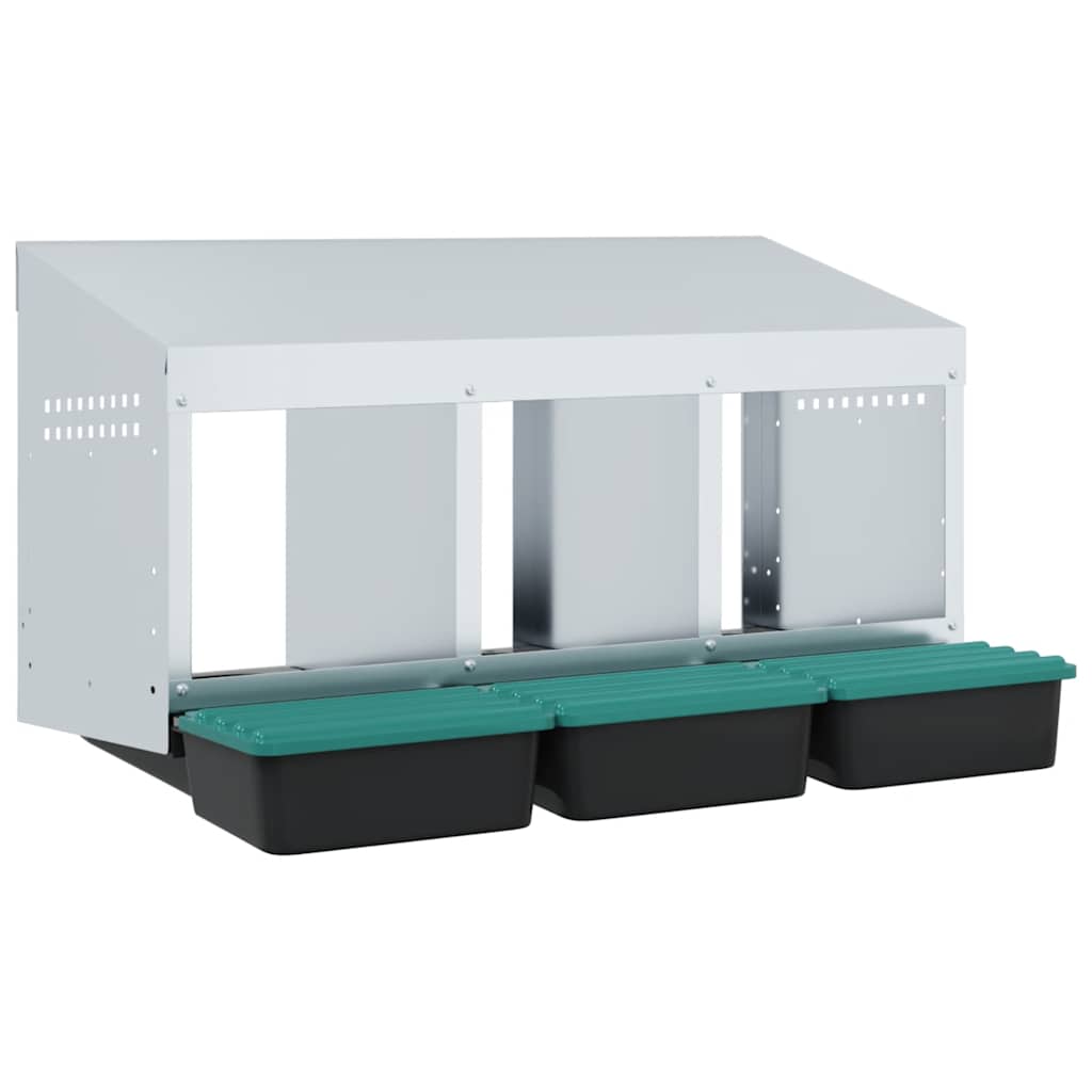 Chicken Nesting Box 3 Compartments Wall Mounted Galvanized