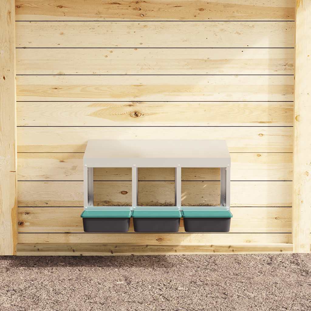 Chicken Nesting Box 3 Compartments Wall Mounted Galvanized