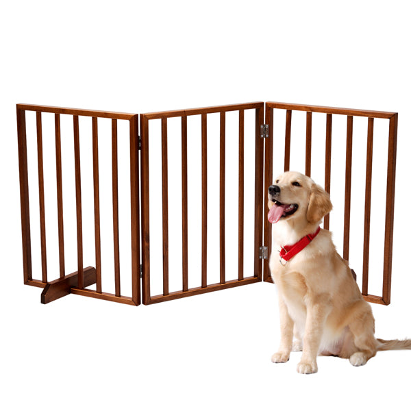 24 Inch Brown Foldable 3-pack Pet Fence