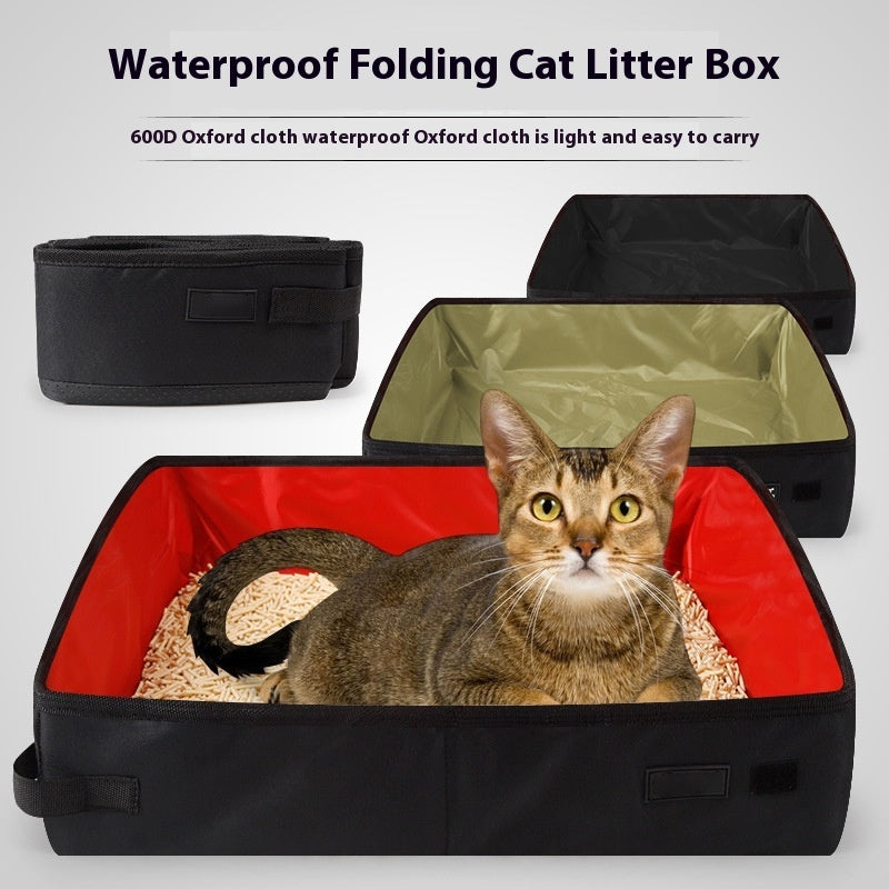 Portable Foldable Litter Box Waterproof Oxford Cloth