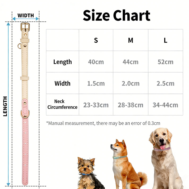 S M L Dog Collar, Leather Dog Collar, For Small, Medium, And Large Dogs, Basic Collar, Adjustable Pet Collar