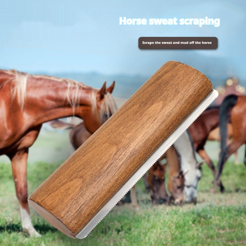 20cm Solid Wood Serrated Sweat Scraper For Horse Horse Cleaning Beauty Tools