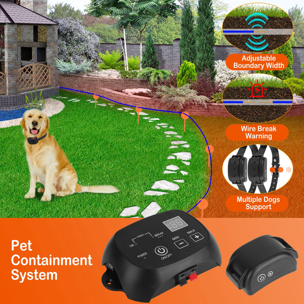 1Set Dog Fence System Pet Containment System With One Hundred Adjustable Levels IPX7 Waterproof Rechargeable Receiver Underground Fence For Small Medium Large Dog