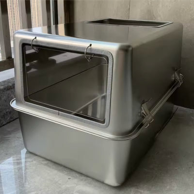 Alloy Litter Box Easy To Clean Widen And Thicken Leak-proof Sand Large Space Semi-closed Cat Toilet