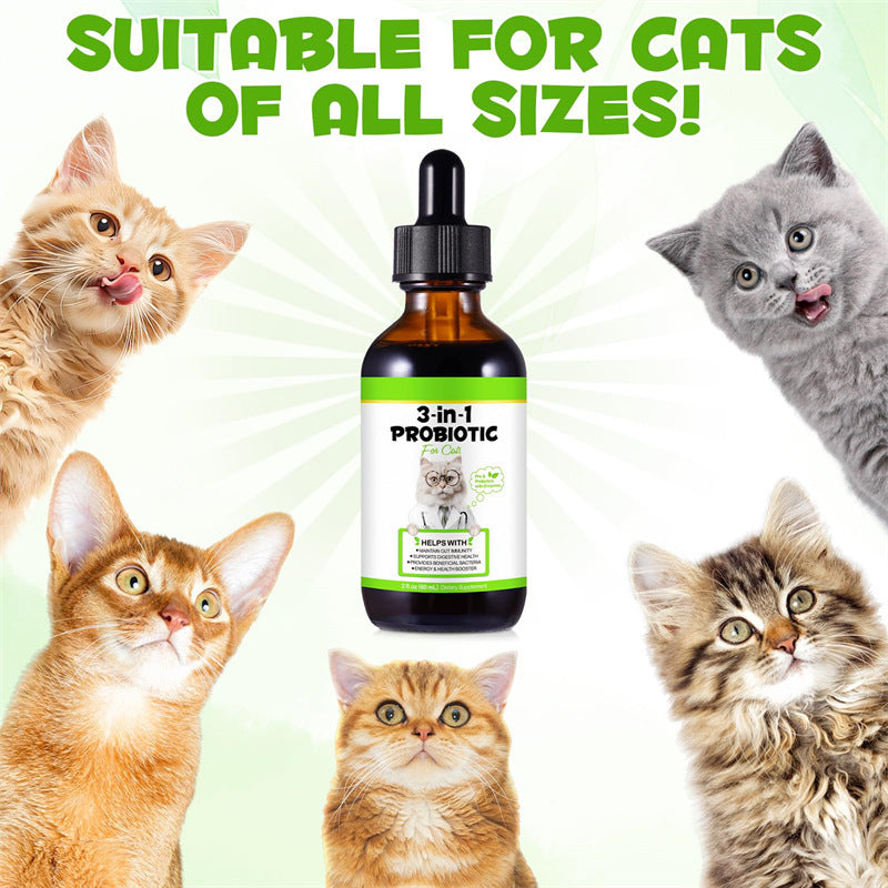 3-in-1 Probiotics For Cats With Prebiotic And Enzymes