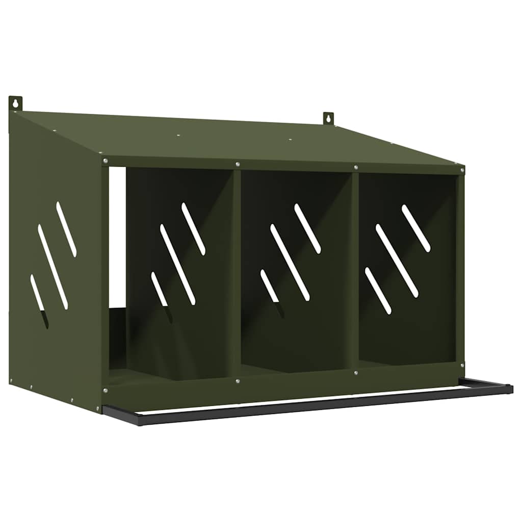 Chicken Nesting Box with 3 Compartments Olive Green   Chicken Nesting Box