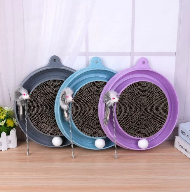 Multi-functional Cat Scratching Board With Ball Track, Various Colours Of Mat Board, Self-height Relief From Boredom To Tease The Cat, With Spring And Ball, Anti-scratch Furniture Artifacts, A Must-ha