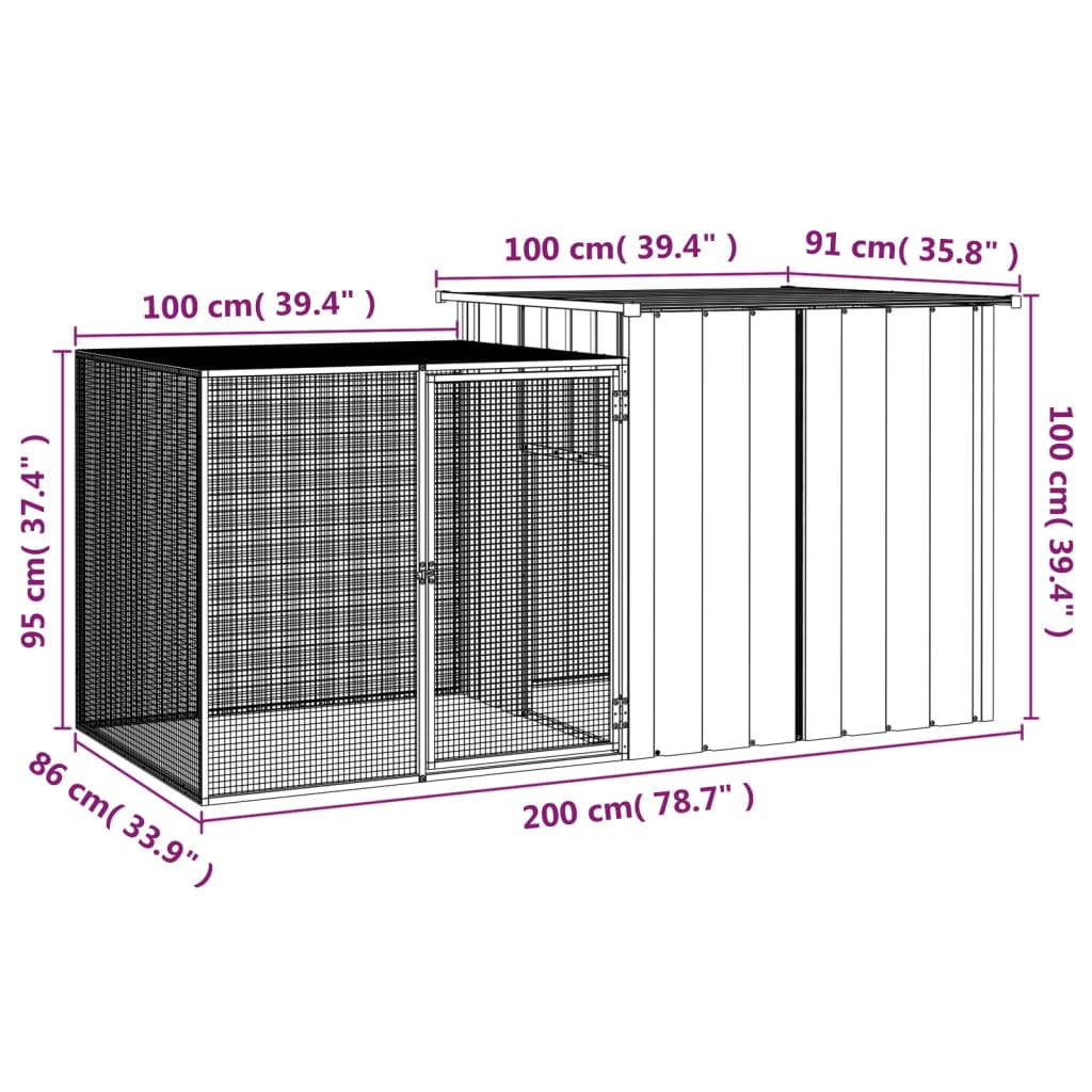 Rabbit Cage Anthracite 200x Galvanized   Rabbit Cage 200x