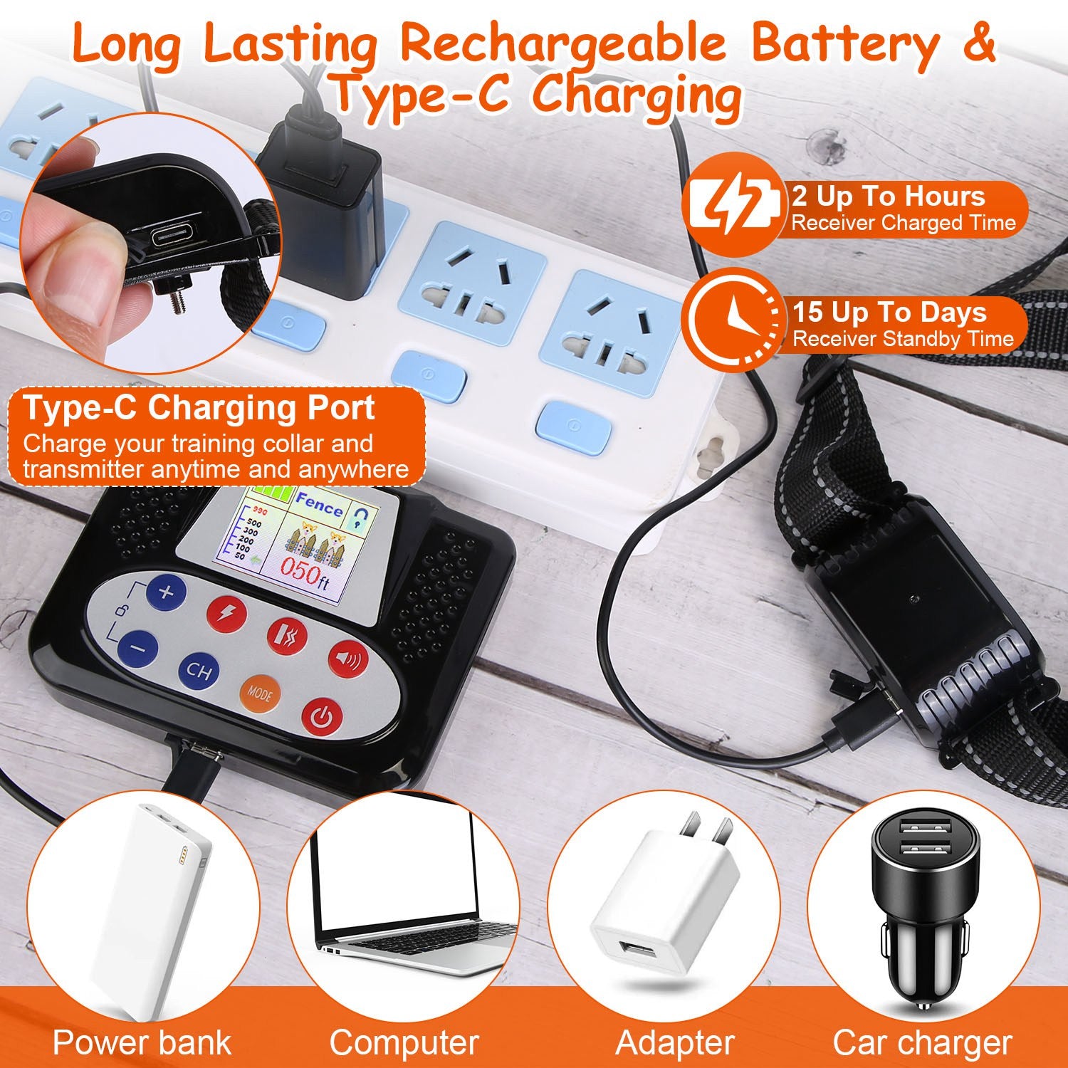 1Set 990FT Range Dog Wireless Fence Remote Training Collar IPX6 Waterproof Receiver With 0-9 Levels Beep Vibration Shock Mode 4 Channels Rechargeable Transmitter System