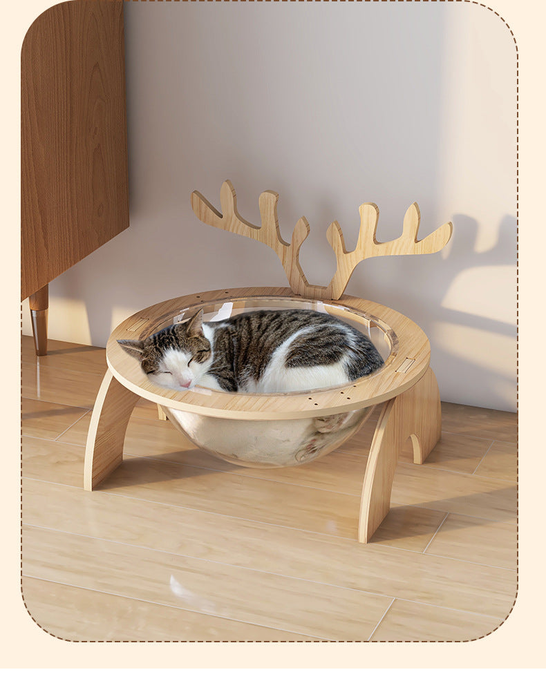 Antlers Cat Nest Four Seasons Universal Pet Supplies Chamfer Space Capsule Solid Wood Cat Bed