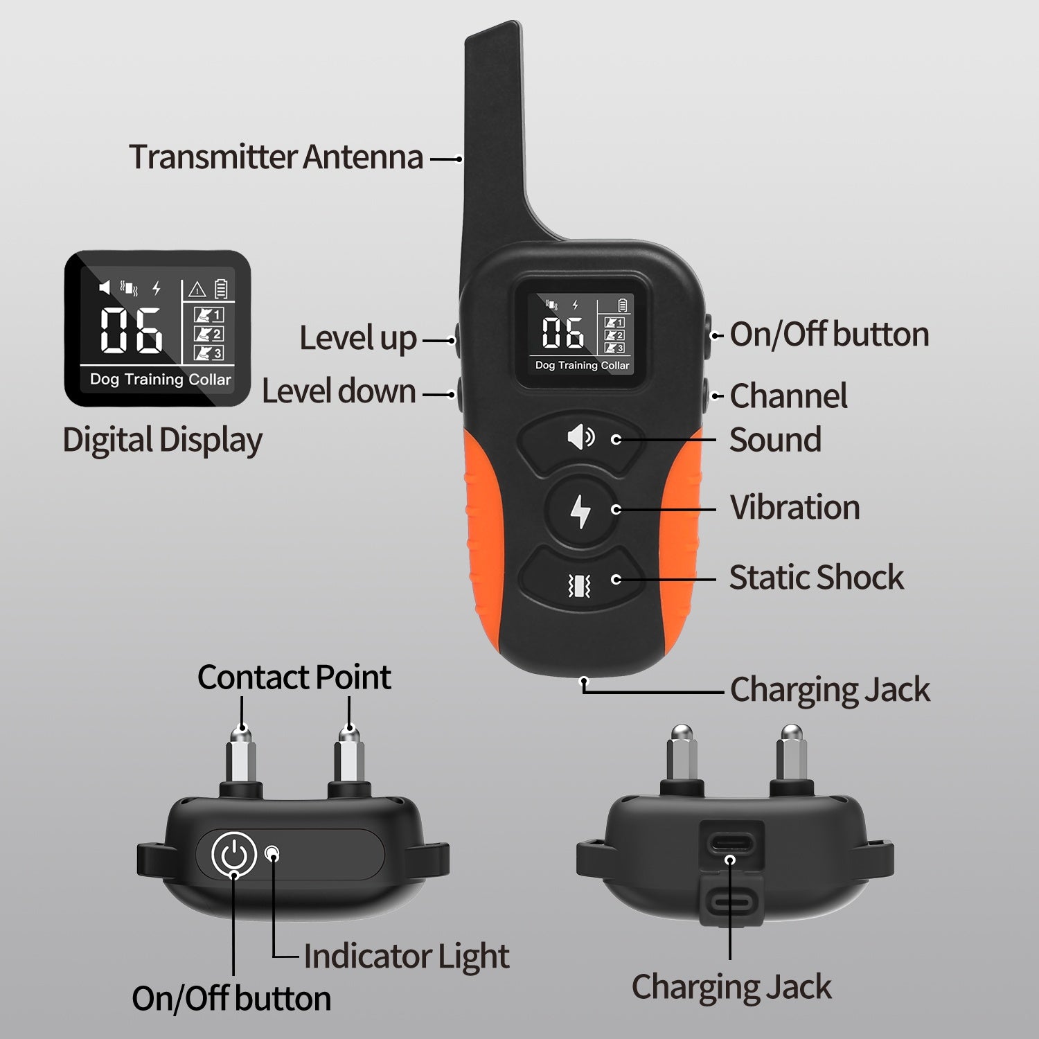 Waterproof Pet Remote Control Charging Customized Electric Training Dog Impact Pet Collar