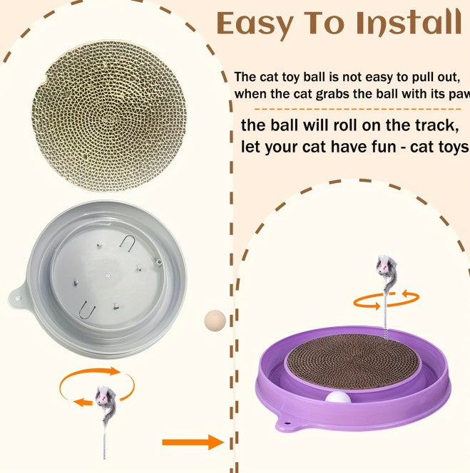 Multi-functional Cat Scratching Board With Ball Track, Various Colours Of Mat Board, Self-height Relief From Boredom To Tease The Cat, With Spring And Ball, Anti-scratch Furniture Artifacts, A Must-ha