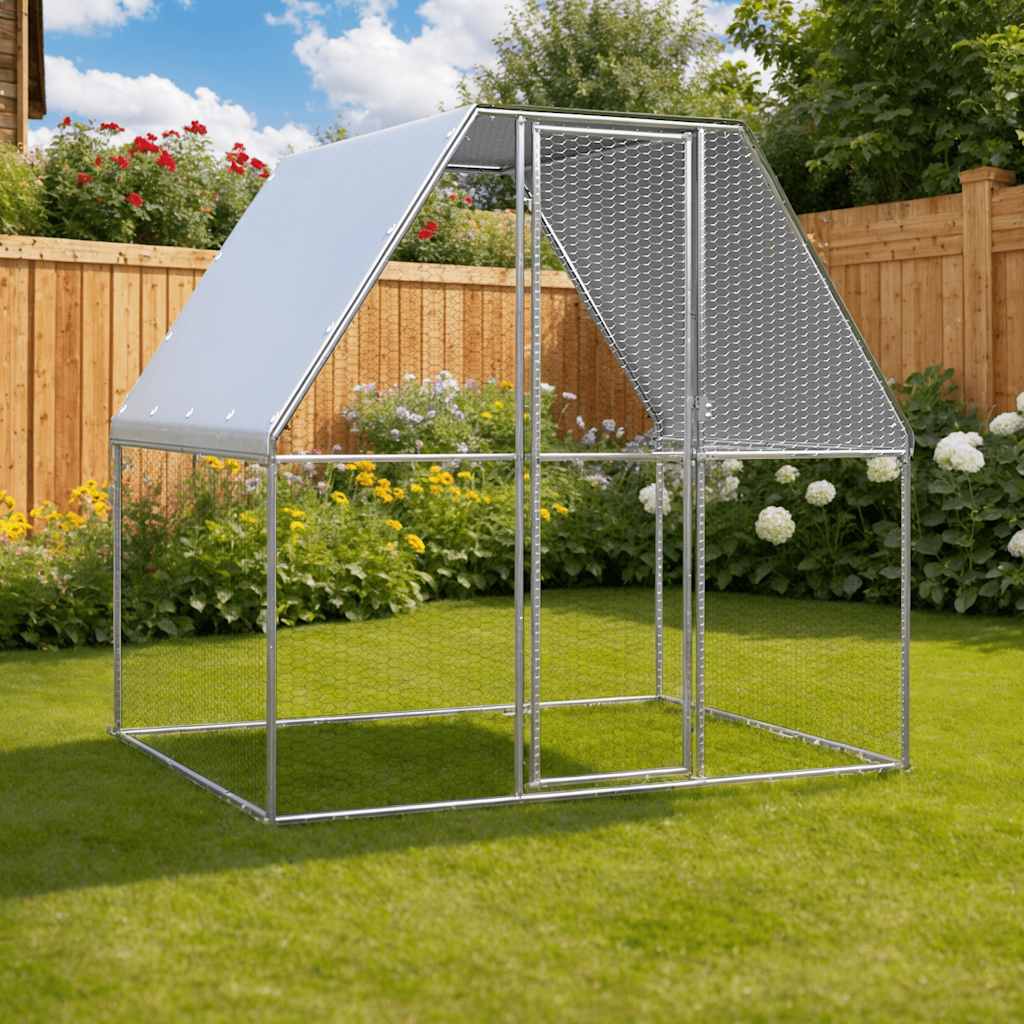 Chicken Cage Silver and 2x2x2 m Galvanized