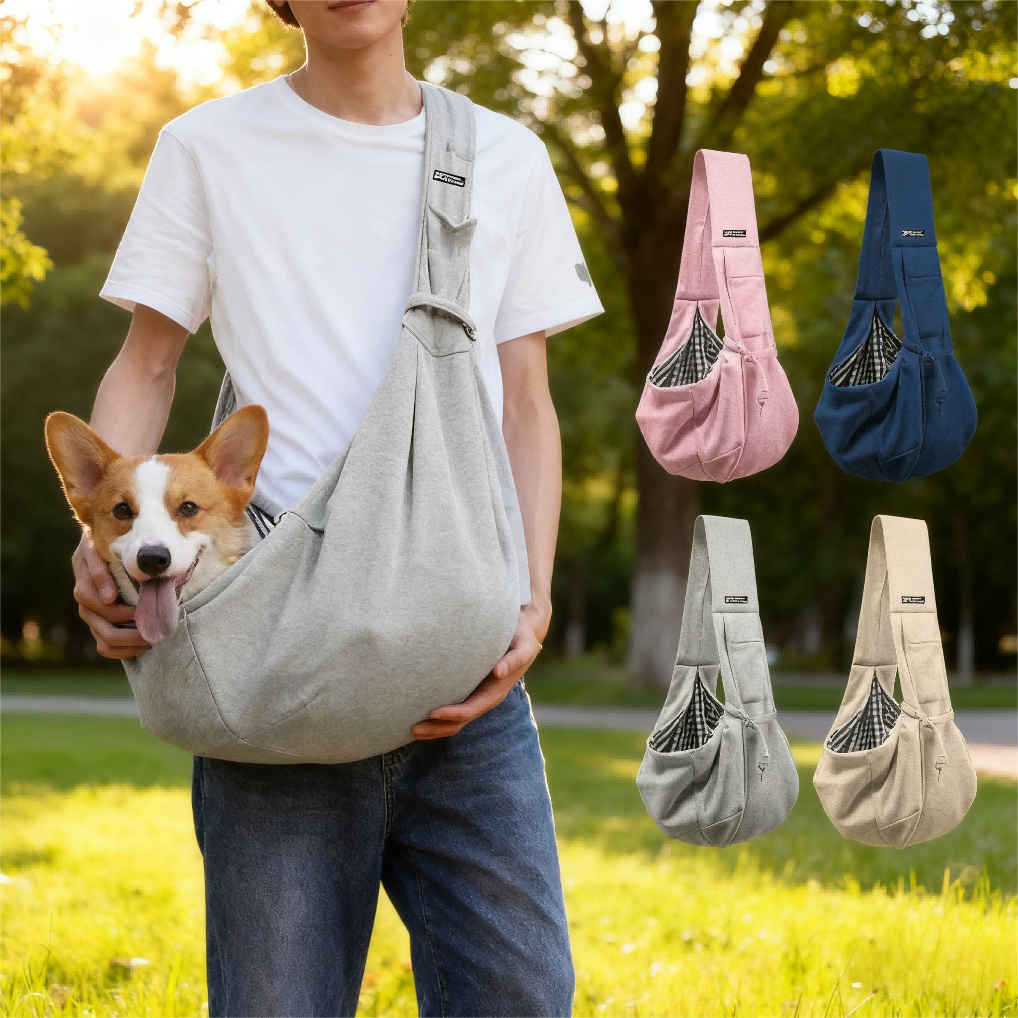 Comfortable Cotton Dog Bag Pet Out Crossbody Shoulder Bag Outdoor Travel Portable Cat Puppy Sling Bag Pet Carrying Supplies