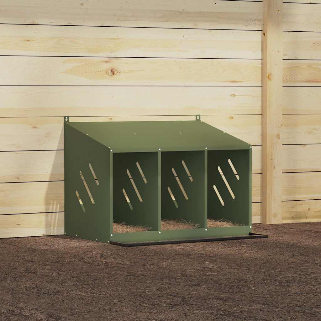 Chicken Nesting Box with 3 Compartments Olive Green   Chicken Nesting Box