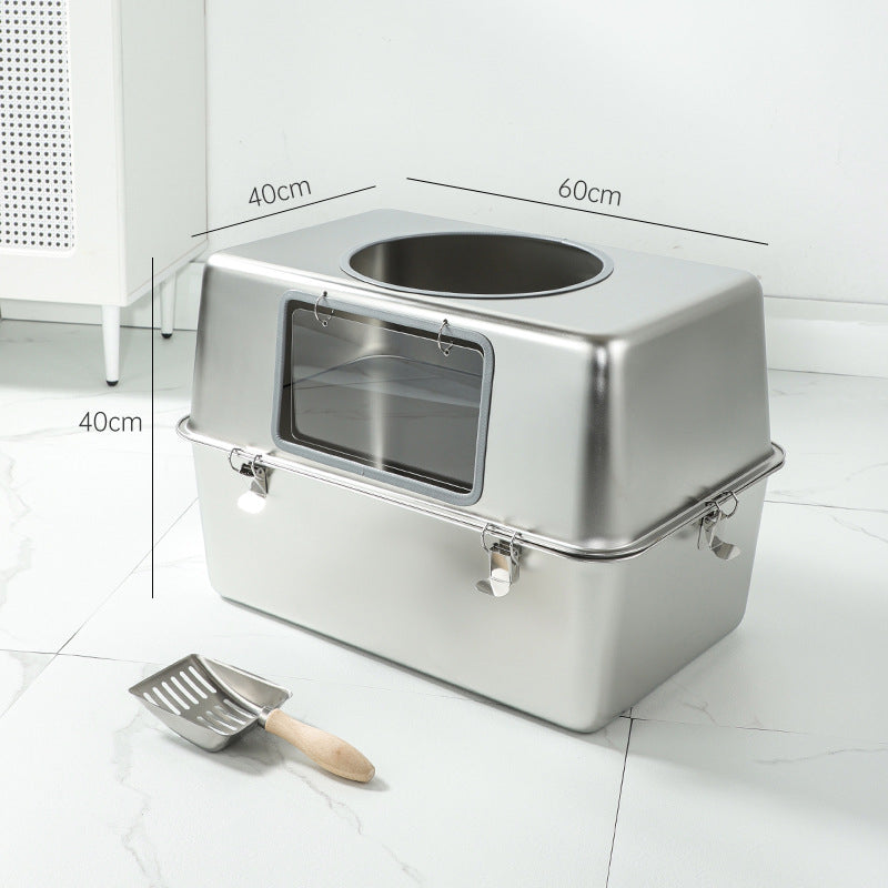 Alloy Litter Box Easy To Clean Widen And Thicken Leak-proof Sand Large Space Semi-closed Cat Toilet