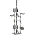 Floor Standing Cat Tree 94.5-10.25 Inch Height Adjustable Cat Climbing Tower, Apartment Hammock